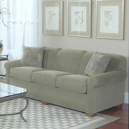 Traditional Stationary Sofa with Tight Back and Block Feet