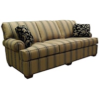 Stationary Sofa with Attached Backs and Block Feet