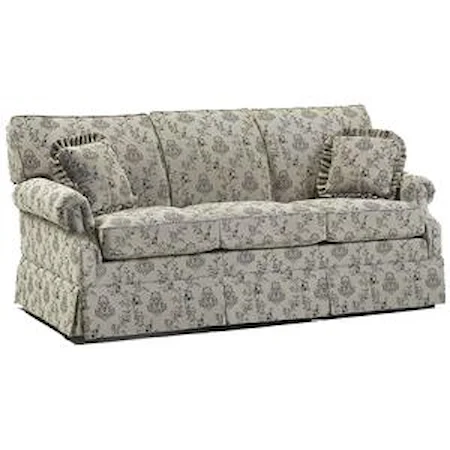 Traditional Regular Length Sofa with Rolled Arms
