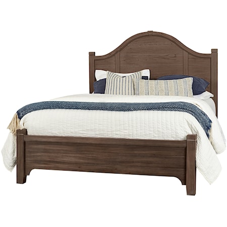 Transitional King Low Profile Bed with Arch Headboard