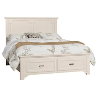 Transitional King Panel Bed with 2 Footboard Storage Drawers