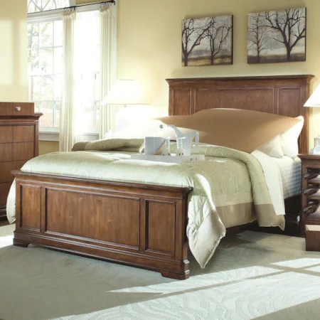 Full Size Headboard & Footboard Bed with Traditional Panel Details