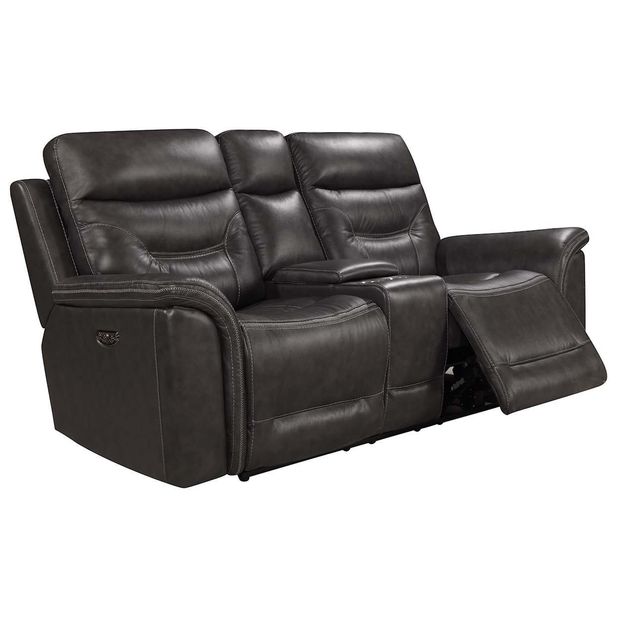 Leather Italia USA Bullard Power Reclining Console Loveseat