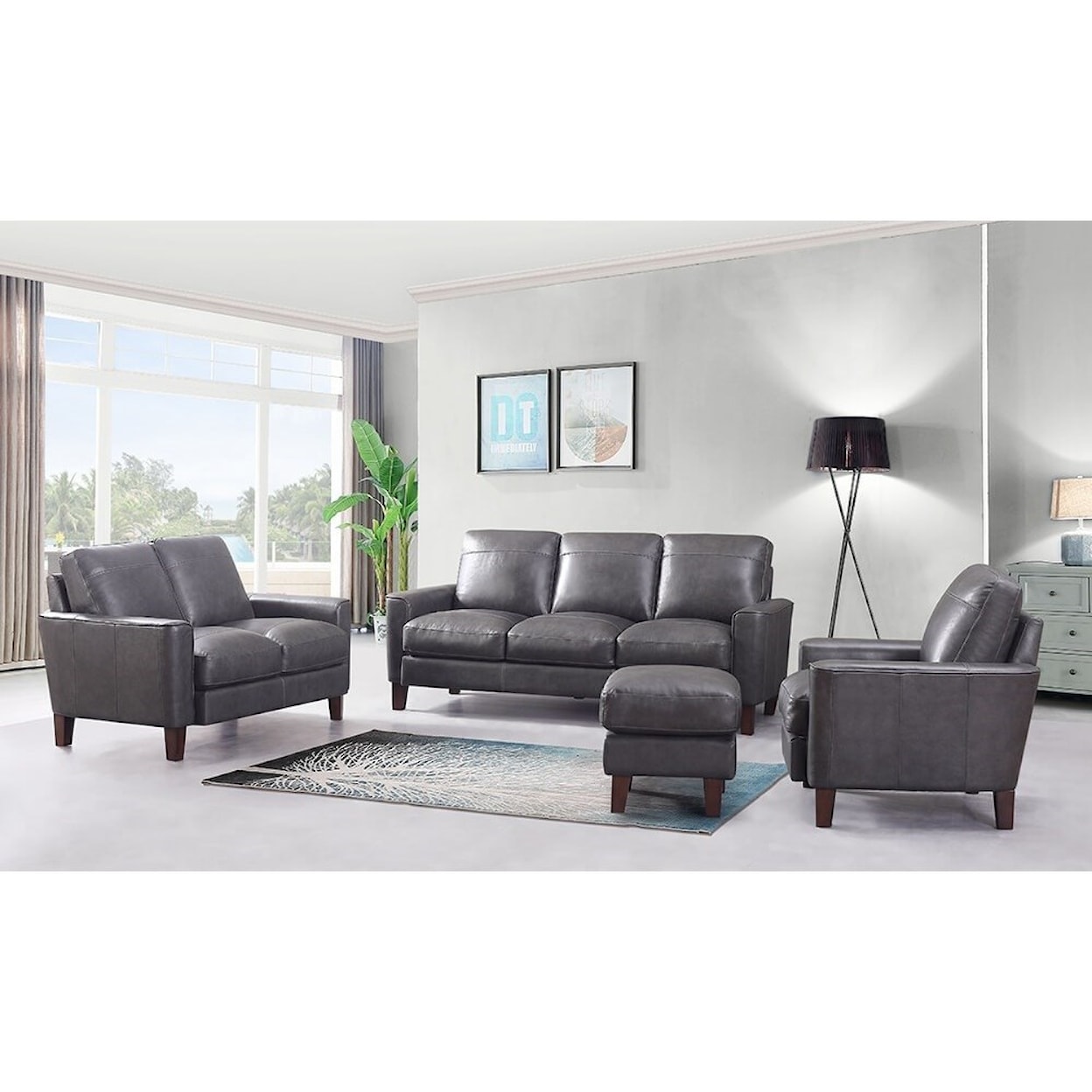 Leather Italia USA Georgetowne Chino Chair and Ottoman Set