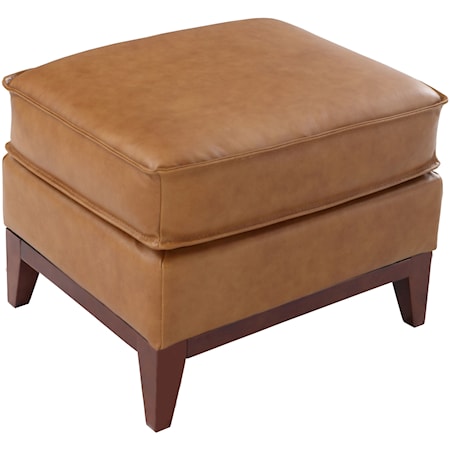 Leather Ottoman with Wood Base