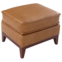 Leather Ottoman with Wood Base