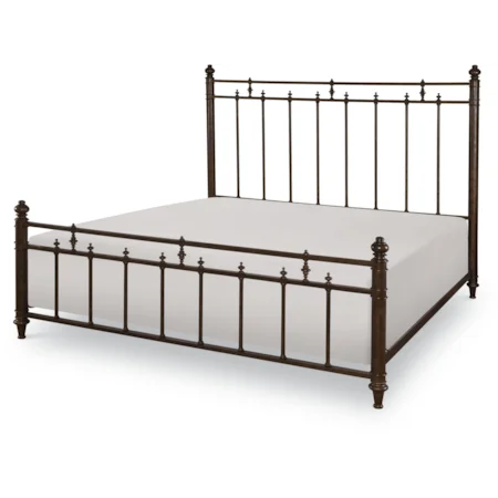 Queen Metal Bed with Turned Posts