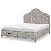 Modern Farmhouse King Arched Panel Bed with Storage Footboard