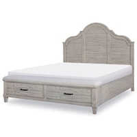 Modern Farmhouse Queen Arched Panel Bed with Storage Footboard