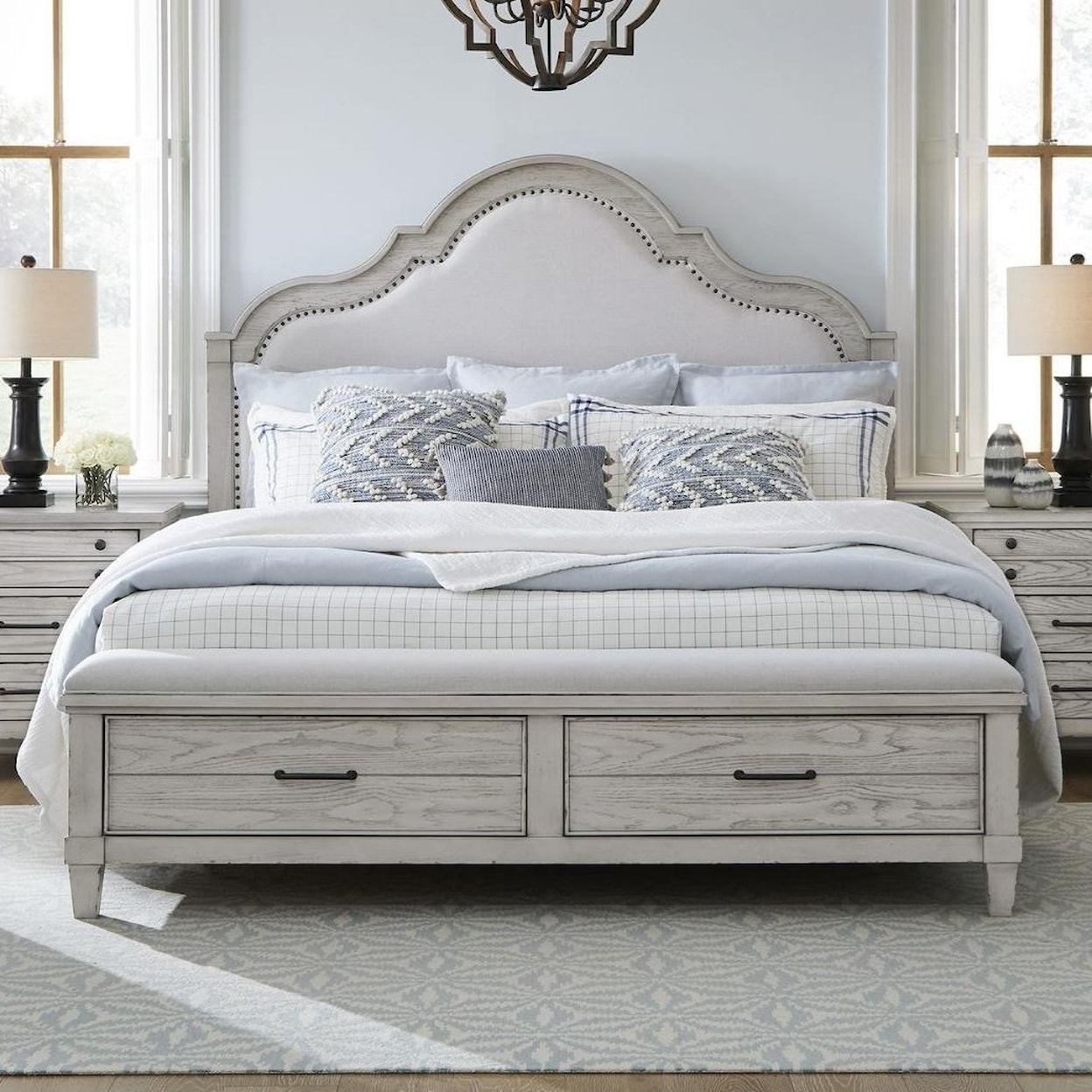 Legacy Classic Mulberry Queen Upholstered Panel Bed with Storage