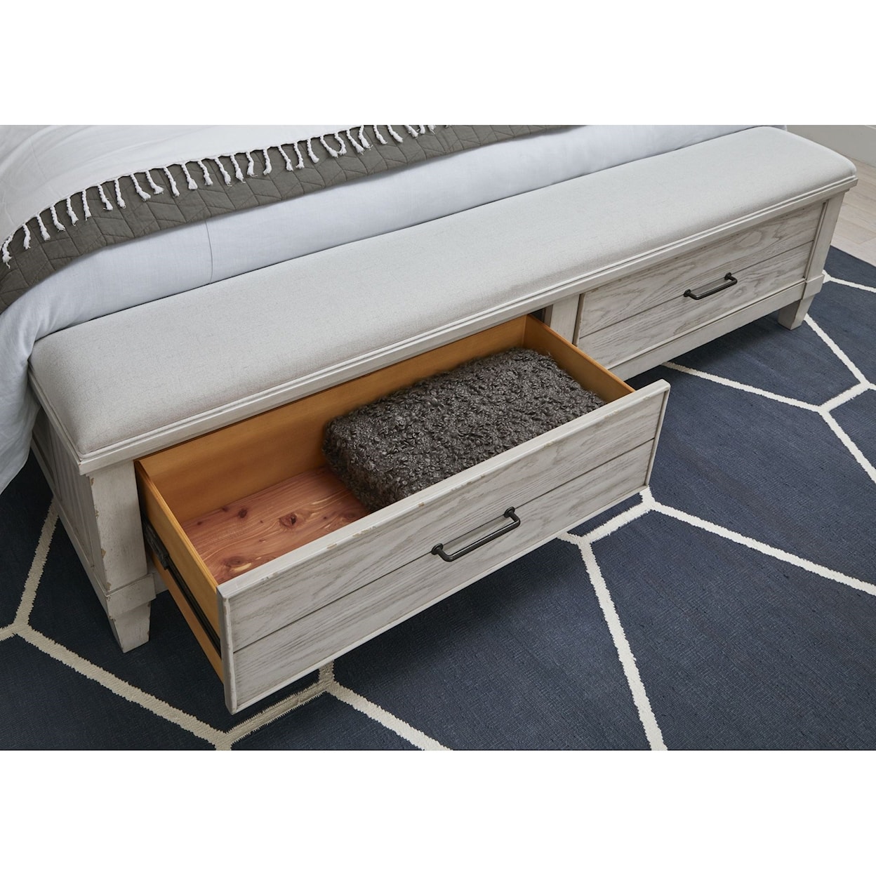 Legacy Classic Belhaven Queen Upholstered Panel Bed with Storage