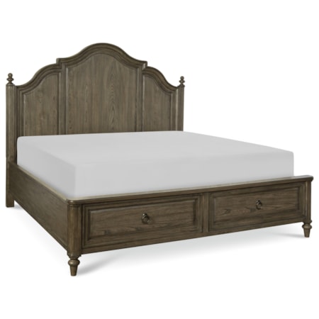 King Panel Bed with 2 Storage Drawers