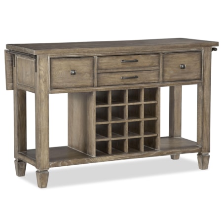 Kitchen Island and Bar with Drop Leaf, 4 Drawers and Removable Wine Storage
