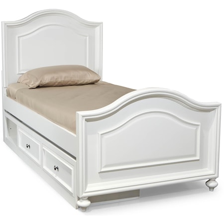 Twin Size Arched Panel Bed with Underbed Storage Unit