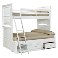 Classic Twin-over-Full Size Bunk Bed with Underbed Storage Unit