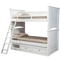 Classic Twin-over-Twin Size Bunk Bed with Underbed Storage Unit