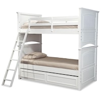 Classic Twin-over-Twin Size Bunk Bed with Trundle Drawer