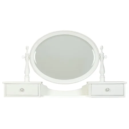 Traditional White Vanity/Bureau Mirror with 2 Drawers