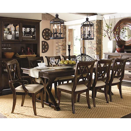 9 Piece Dining Set with X Back Chairs