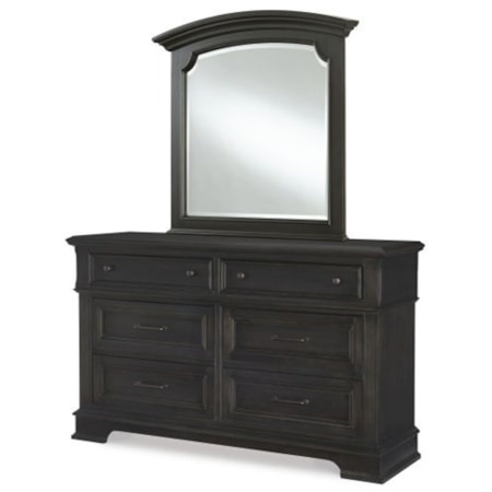 Legacy Classic Townsend N8340-0200x1+N8340-1200x1 Transitional 6 Drawer Dresser and Arched Mirror Set | Wayside Furniture & Mattress | Dresser + Mirror Combo Legacy Classic Townsend N8340-0200x1+N8340-1200x1 Transitional 6 Drawer Dresser and Arched Mirror Set | Wayside Furniture & Mattress | Dresser + Mirror Combo