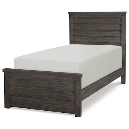 Rustic Casual Twin Panel Bed with Wood Paneling