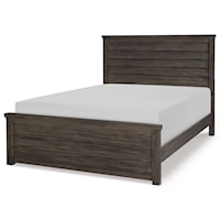 Rustic Casual Queen Panel Bed with Wood Paneling