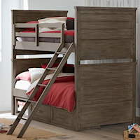 Rustic Casual Twin over Twin Bunk Bed with Underbed Storage Unit