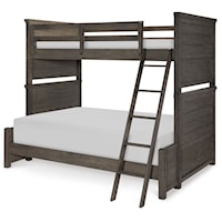 Rustic Casual Twin over Full Bunk Bed with Ladder and Guard Rail
