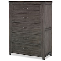 Casual Rustic Drawer Chest with Barn Door Style Sides