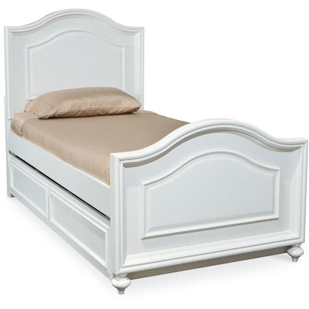 Twin Size Arched Panel Bed with Trundle Drawer