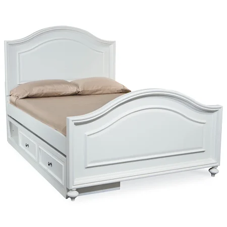 Full Size Arched Panel Bed with Underbed Storage Unit