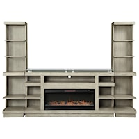 Contemporary Entertainment Wall Unit with Fireplace Console