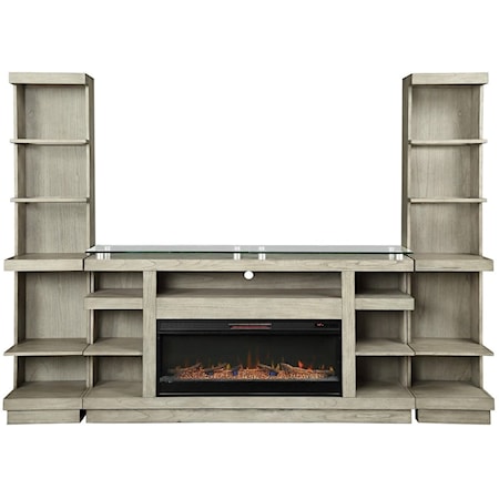 Contemporary Entertainment Wall Unit with Fireplace Console
