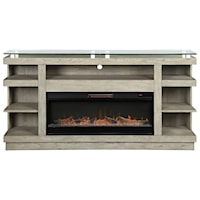 Contemporary 74" Fireplace Console with Glass Top