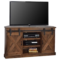 Farmhouse 56" Corner TV Console with Sliding Doors