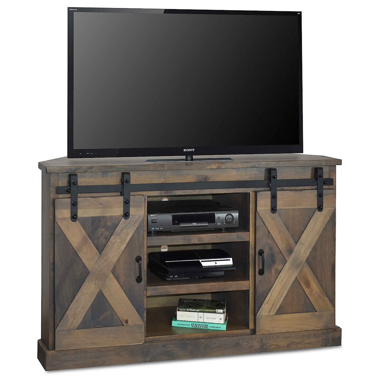 Legends Furniture Farmhouse 56" Corner TV Console