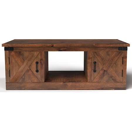 Farmhouse Coffee Table with Bottom Storage Shelf