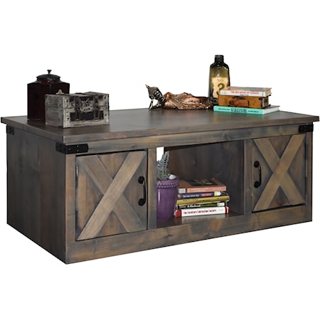 Farmhouse Coffee Table with Bottom Storage Shelf