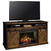 Farmhouse 66" Fireplace Console with Sliding Doors