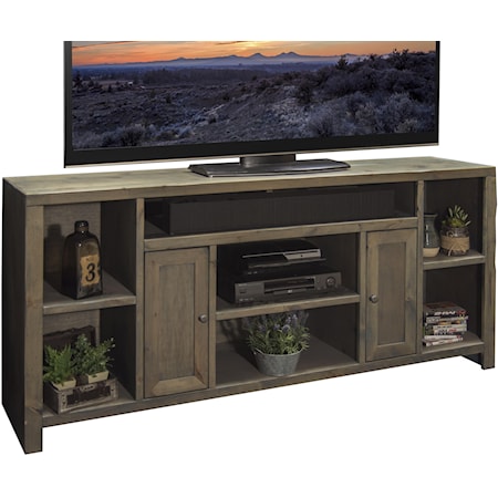 Rustic 64" TV Console with 2 Doors and 7 Shelves