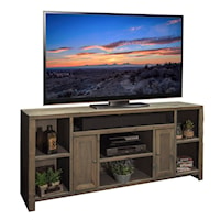 Rustic 74" TV Console with 2 Doors and 7 Shelves