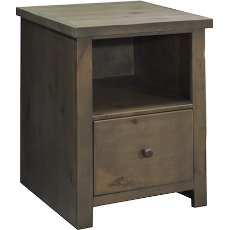 Rustic 1-Drawer File Cabinet with Open Shelf