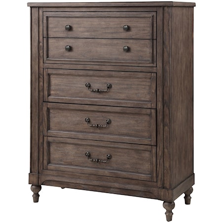 Traditional 5-Drawer Chest of Drawers with Felt-Line Top Drawer