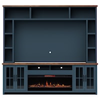 Cottage Fireplace Entertainment Wall Unit with Wire Management