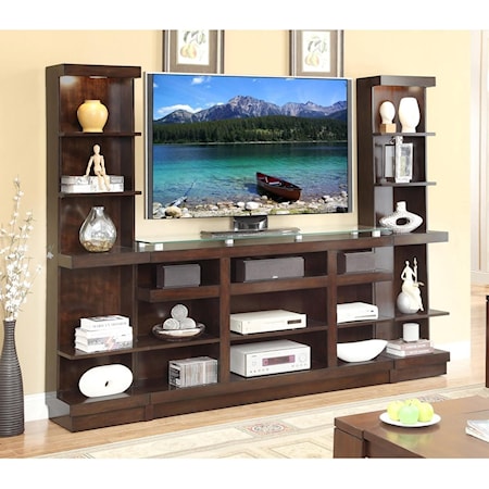 Entertainment Wall Console with Bookcase Piers