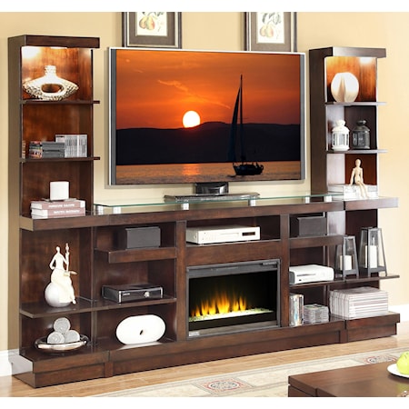 Entertainment Center with Fireplace and Bookcase Piers
