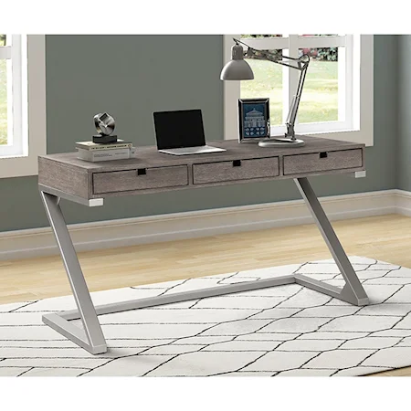 Contemporary 3-Drawer Desk with Power Outlet and USB Ports