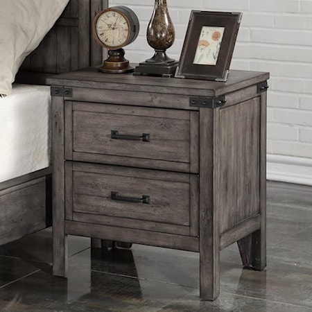 Industrial 2-Drawer Nightstand with Felt-Lined Top Drawer
