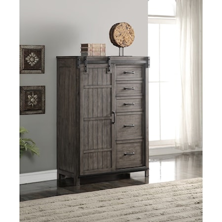 Industrial 5-Drawer Gentlemen's Chest with Felt-Lined Top Drawers