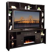 Contemporary 84" Fireplace Console & Hutch Entertainment Center